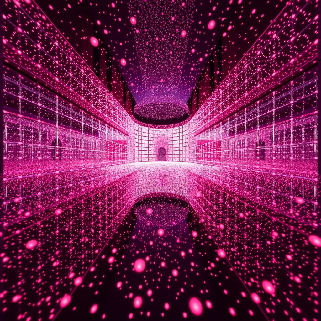 Mirrored Infinity Sculpture with Dynamic Lighting