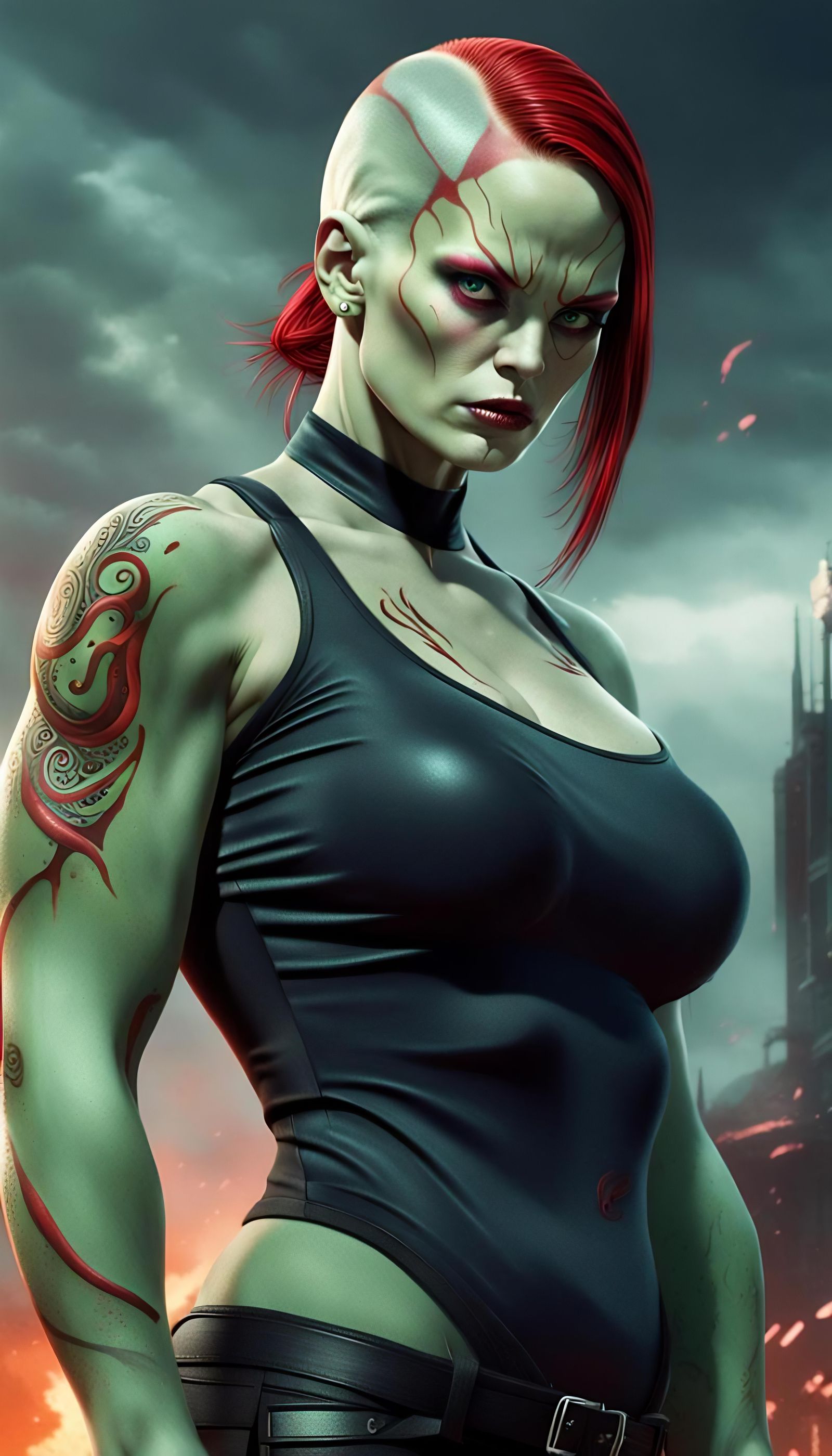 Cindy Landolt as Female Drax: Digital Matte Painting