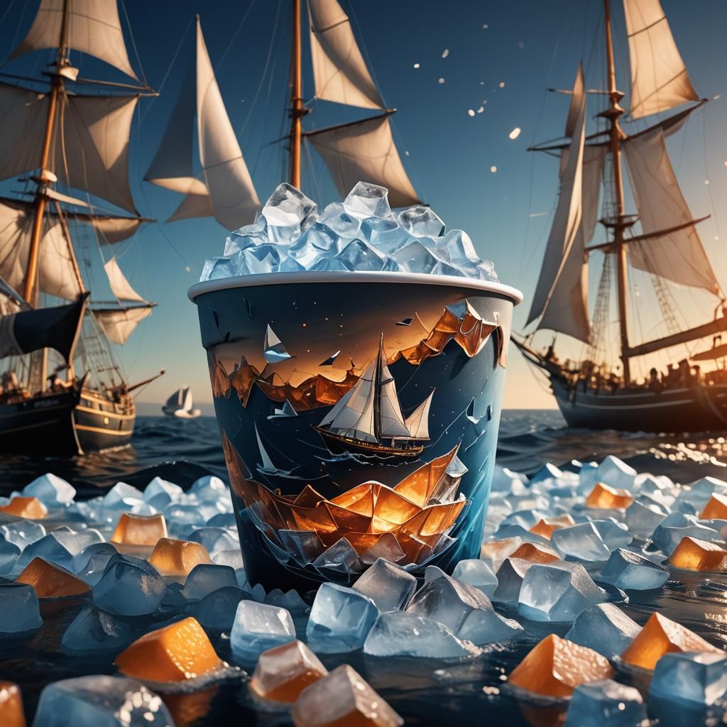Sailboat in Paper Cup: Fantasy Concept Art