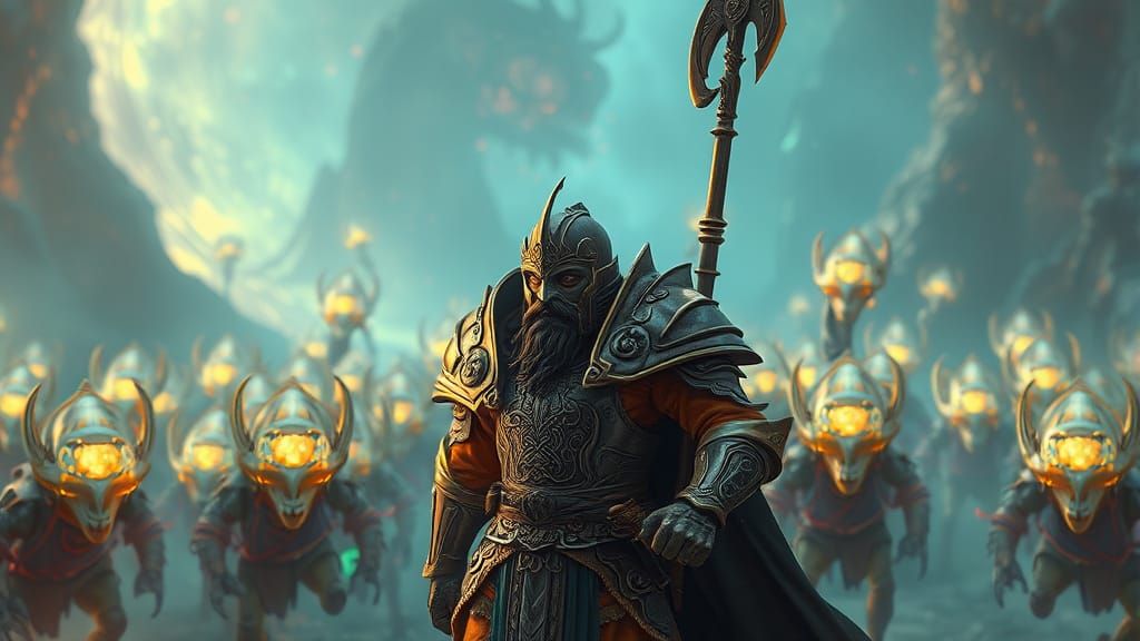 Armored Leader Guiding Iridescent Army