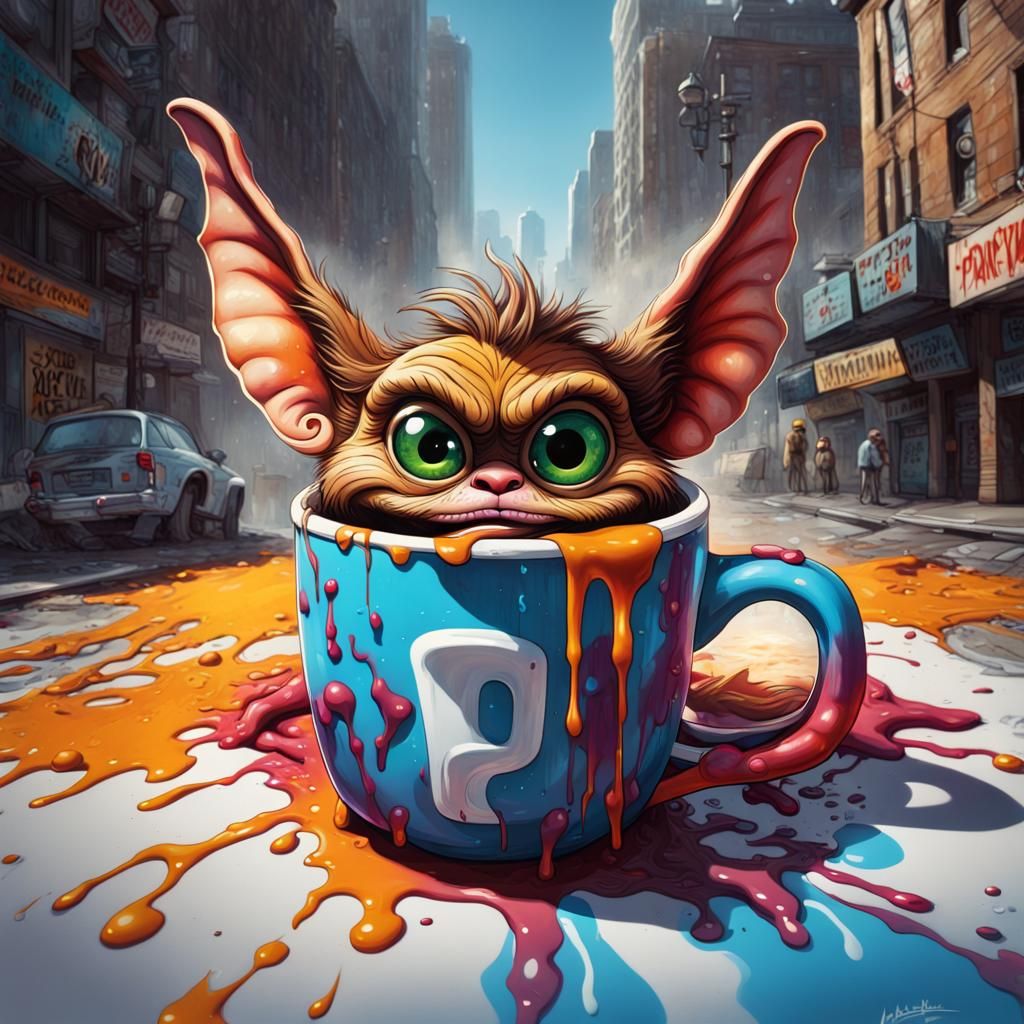 Gizmo Gremlin Graffiti Art in Coffee Mug