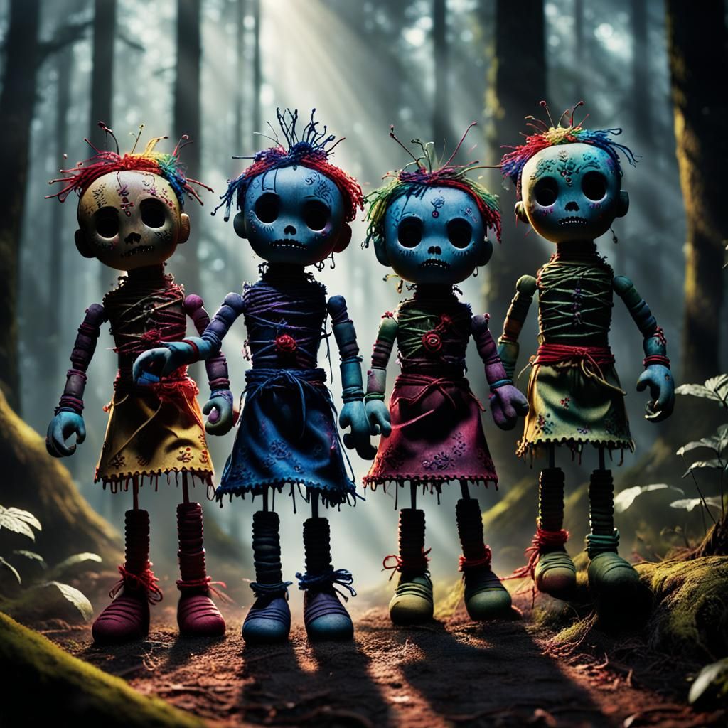 Voodoo Dolls Break Free in Misty Forest