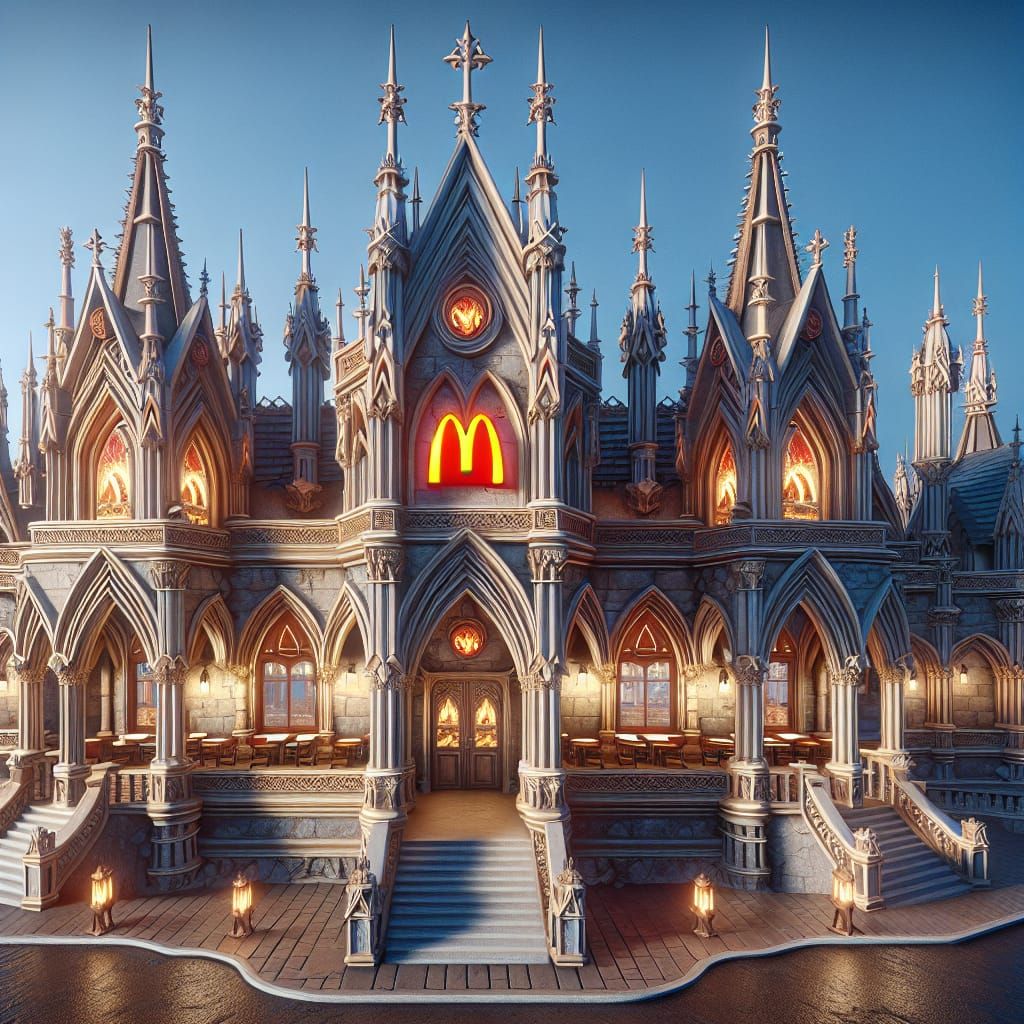Gothic Castle Fast Food Restaurant Art