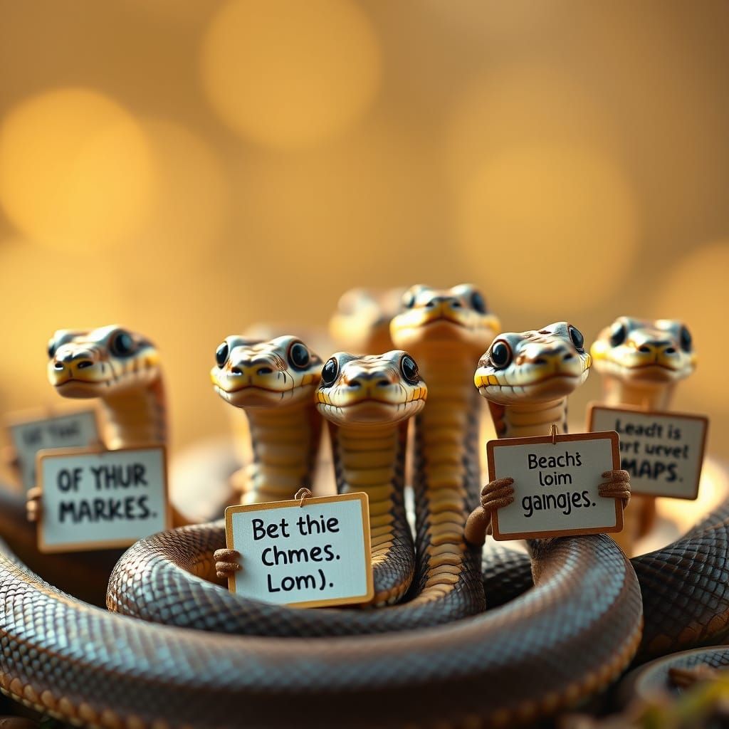 Whimsical Snakes Share Hilarious Secrets in a Sunlit Composi...