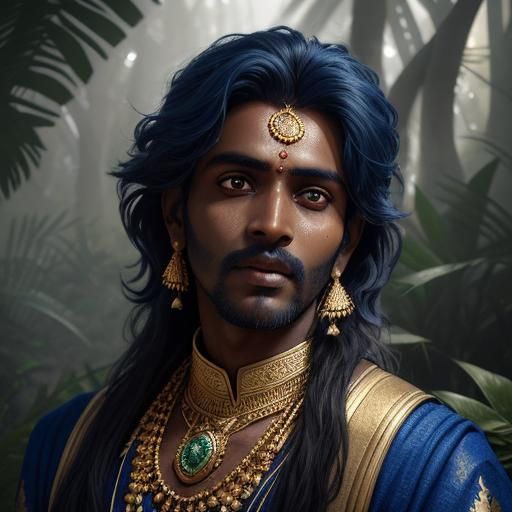 Tamil Boy Portrait in Mystical Forest: Matte Painting