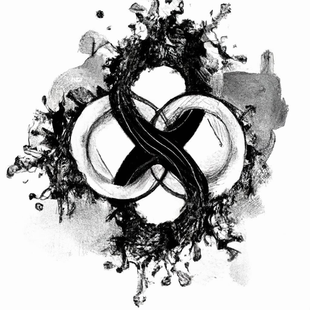 Intricate Infinite Knot Ink Drawing with Mandala