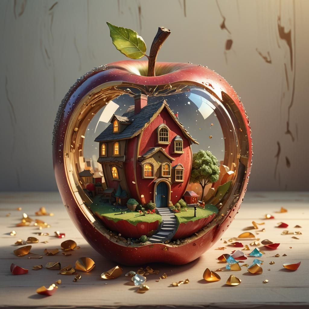 Apple House: Whimsical Fantasy Concept Art