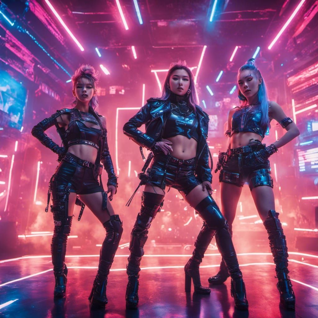 ITZY Cyberpunk Performance in Ethereal Fantasy Style
