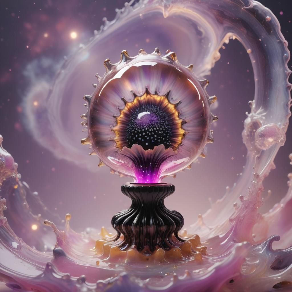 Dancing Invisible Ferrofluid Rhythm Lamp Over Galaxy Agate