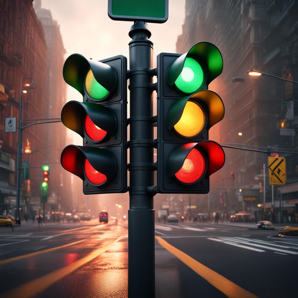 Traffic Light Switched Off: Detailed Matte Painting