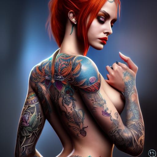 woman with tattoos