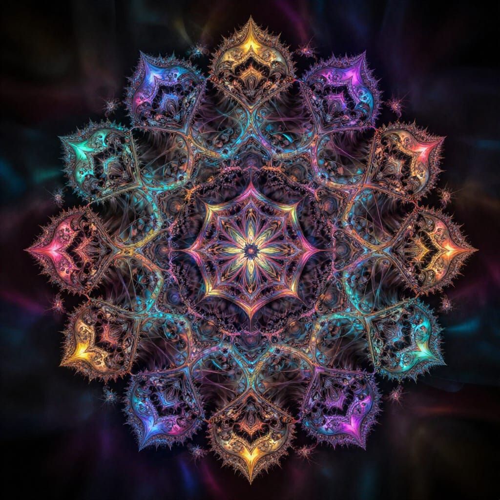 Mesmerizing Fractal Art with Glowing Edges