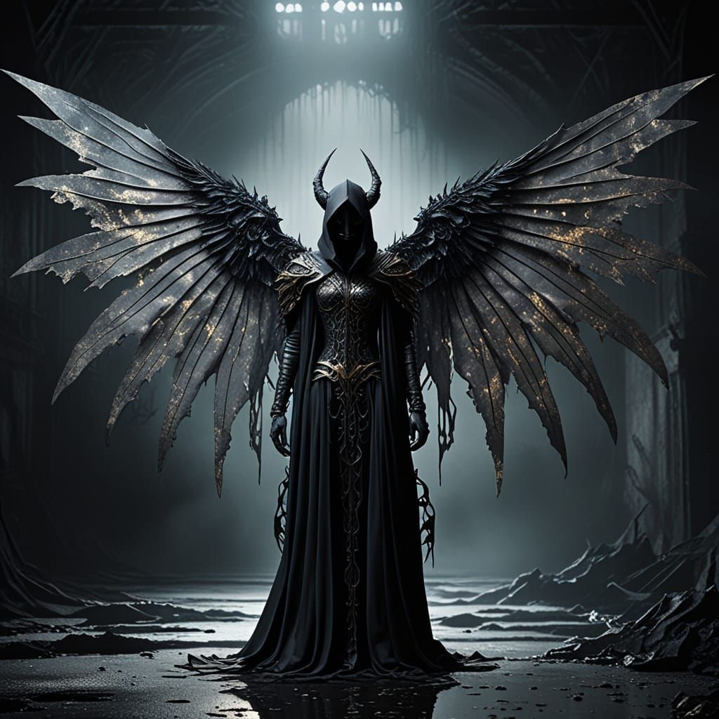 Ethereal Gothic Queen Stands at Abyssal Edge