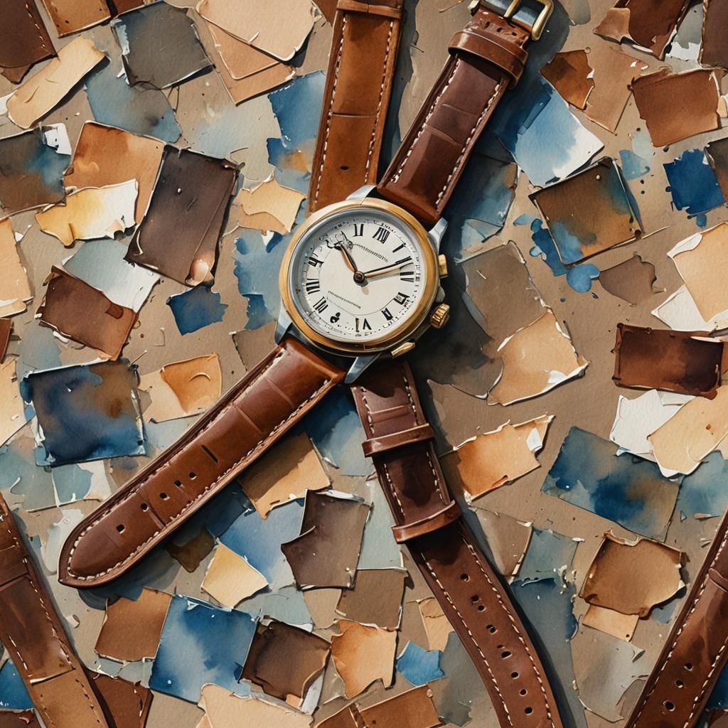 Classic Watch in Gouache and Watercolor Style