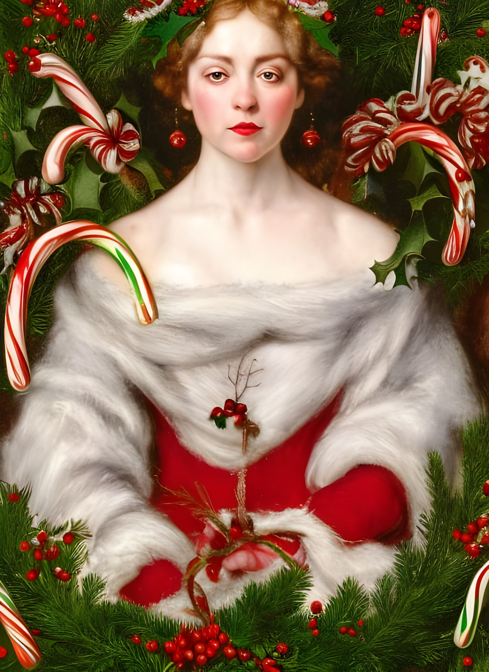 Goddess of Christmas in Detailed Watercolor Painting