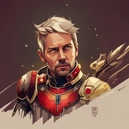 Ant-Man with Golden Outlines as Digital Art