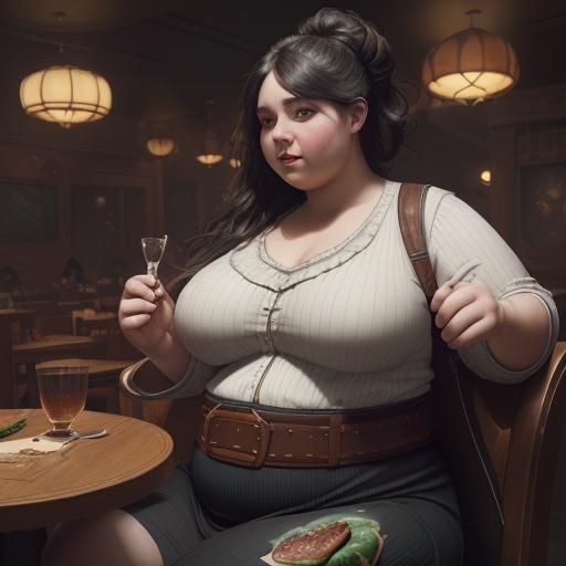 Detailed Painting of a Woman in Restaurant