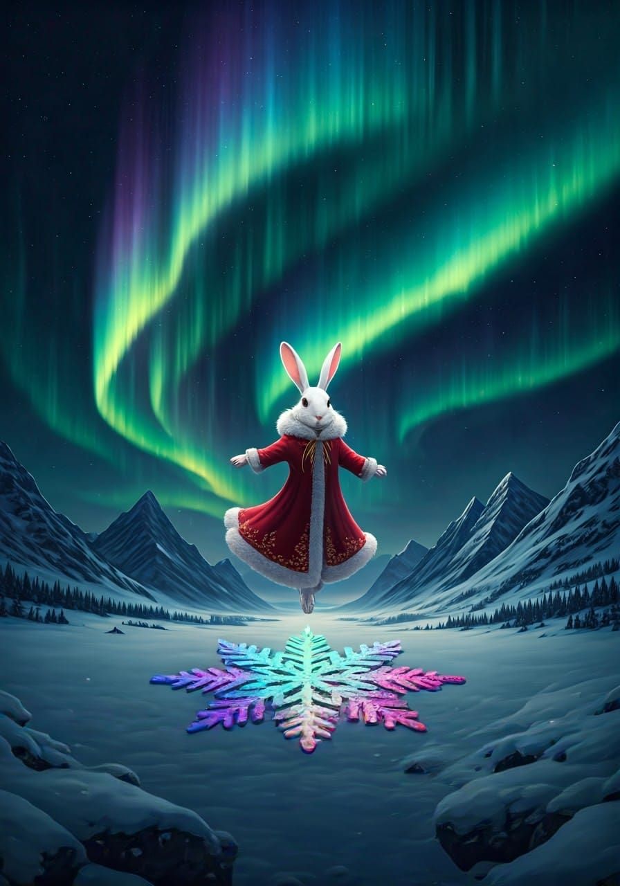 Ethereal Winter Sprite Weaves Celestial Aurora