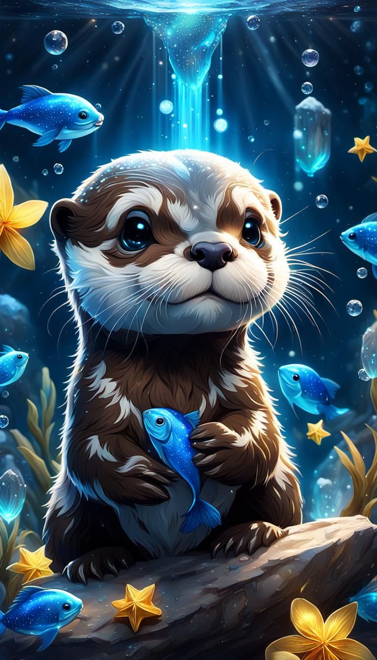 A cute chibi Baby 🦦 otter