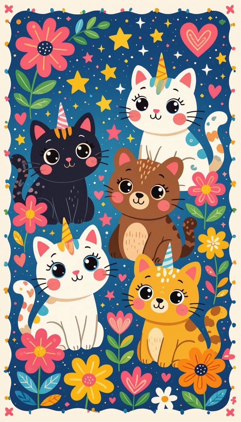 Whimsical Fantasy Animals Seamless Blanket Design