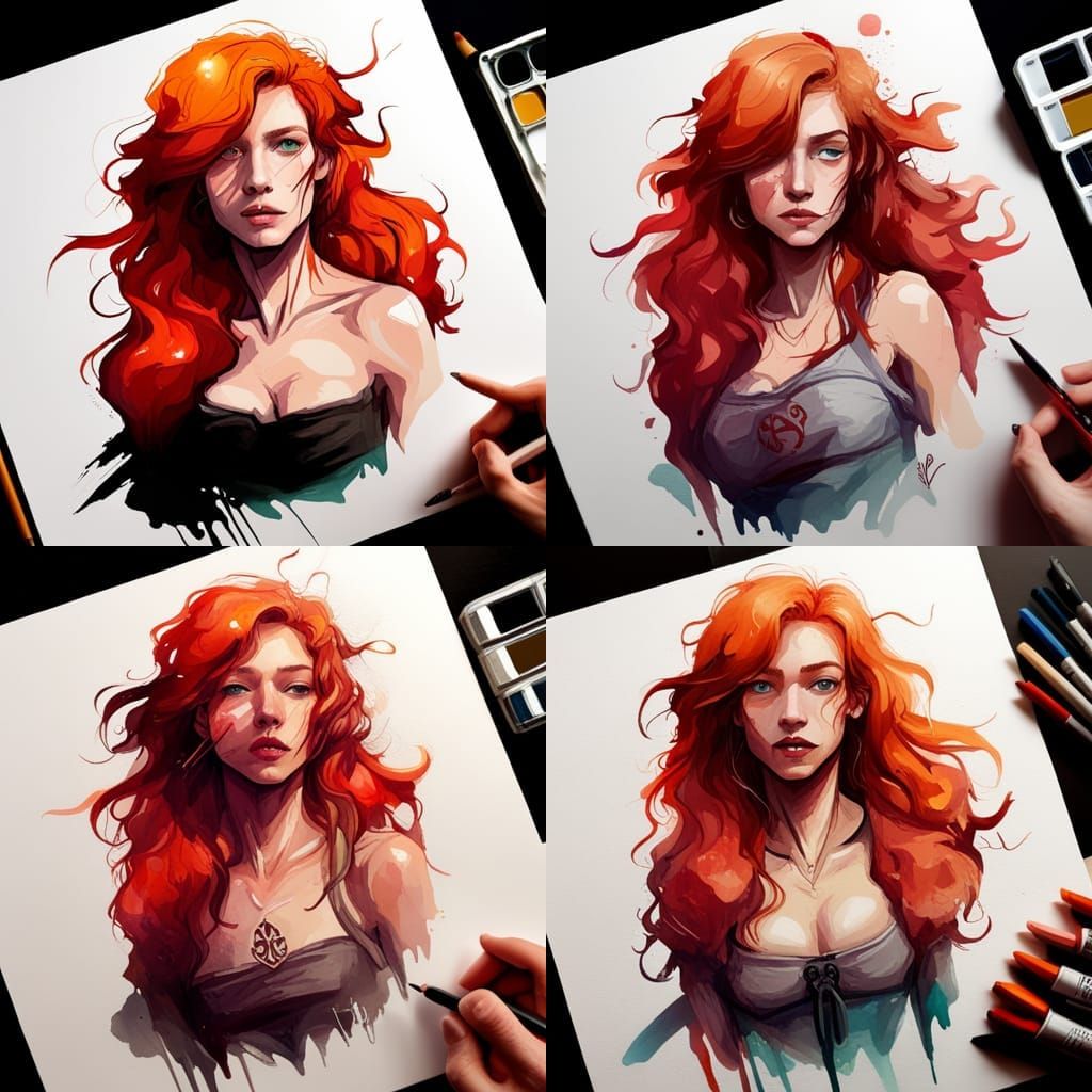 Beautiful Irish Girl with Flowing Red Hair