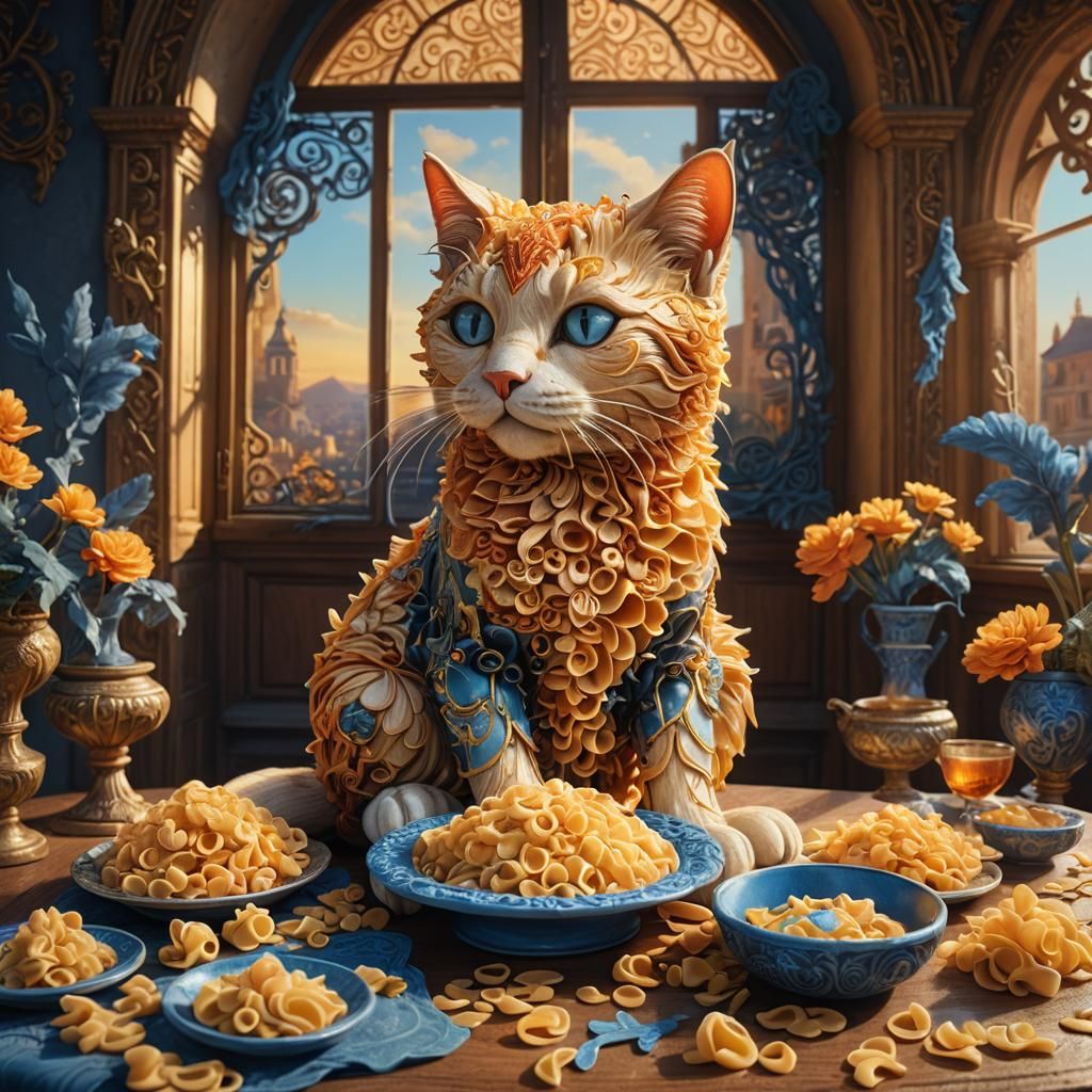 Pasta Cat with Saccoche: Fantasy Concept Art