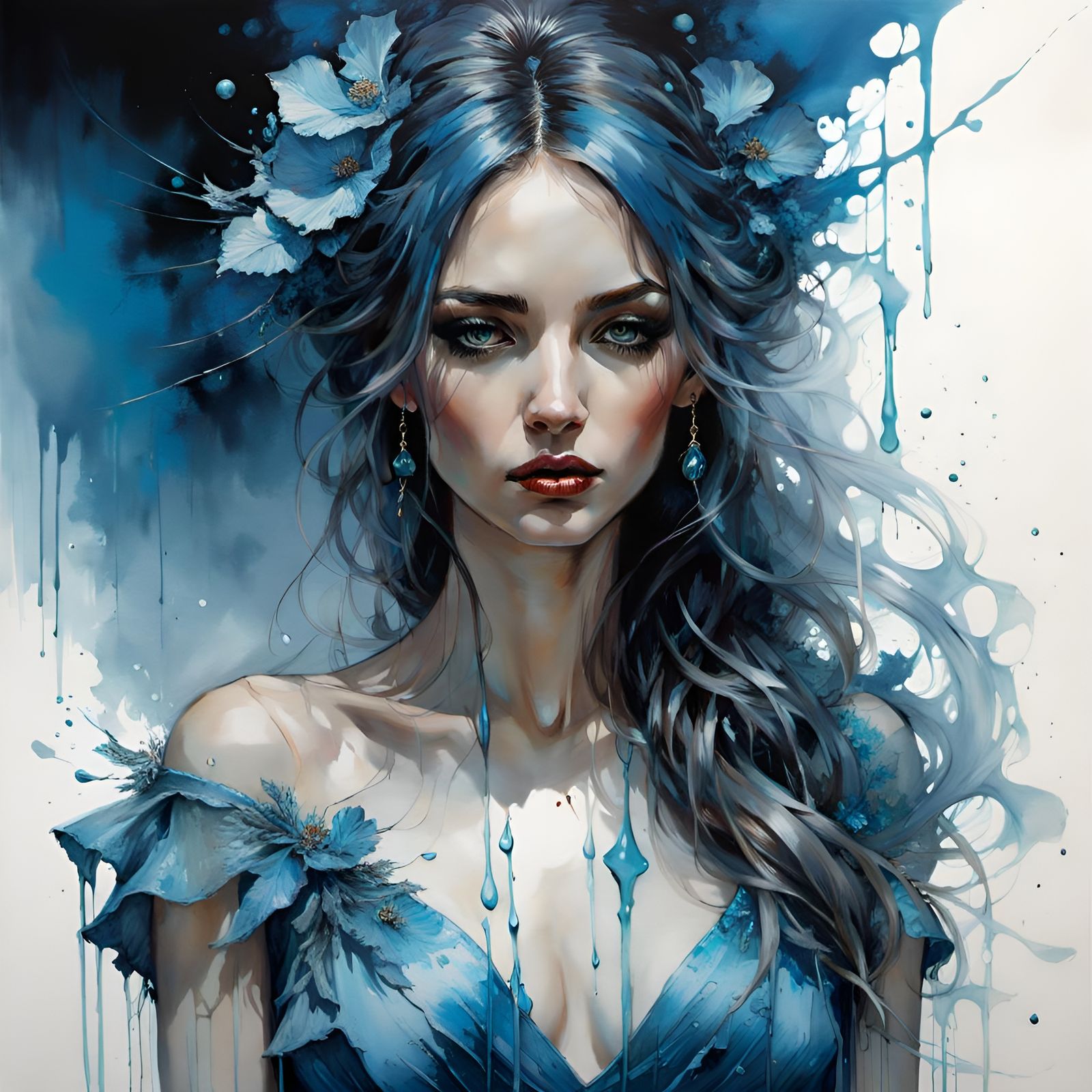 Melting Blue Dress: Elegant Digital Art