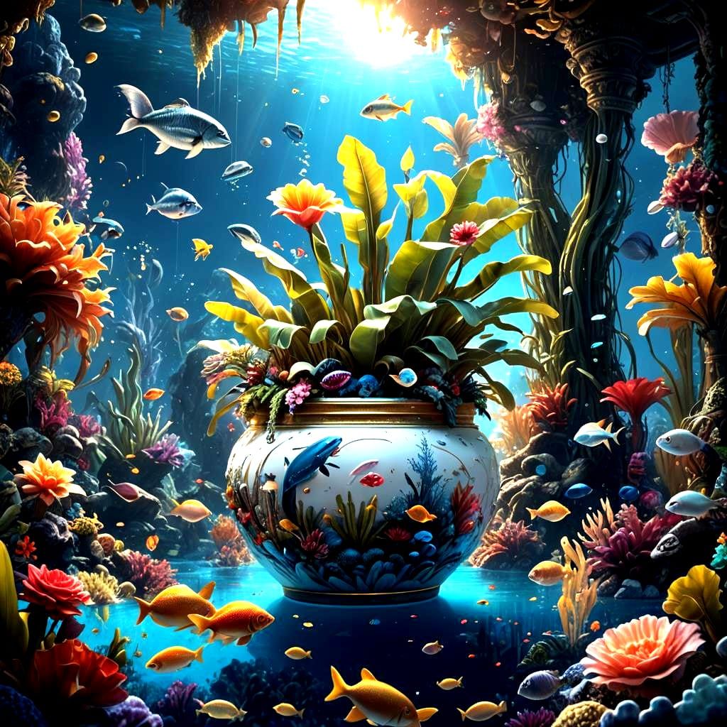 Underwater Kingdom: Glossy Pot in Blue Ocean