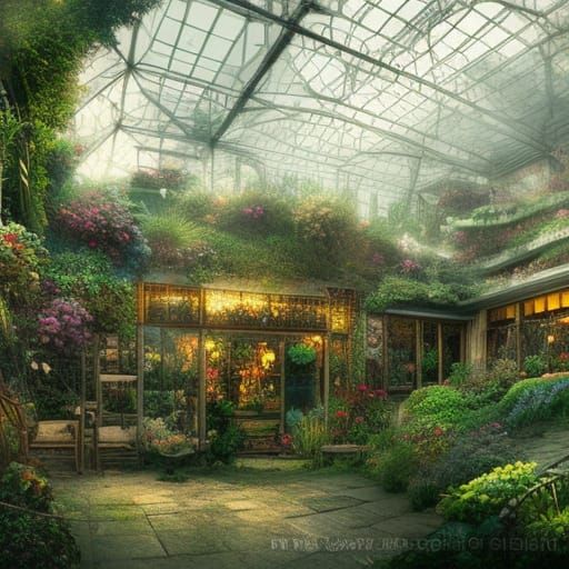 Epic Abandoned Garden Center Digital Matte Painting