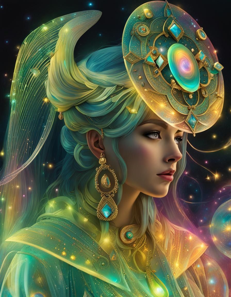 Holographic Chimera Girl in Astral Cosmic Art