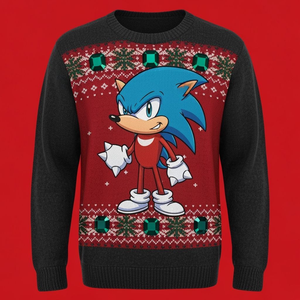 Ugly Christmas Sweater Featuring Knuckles the Echidna