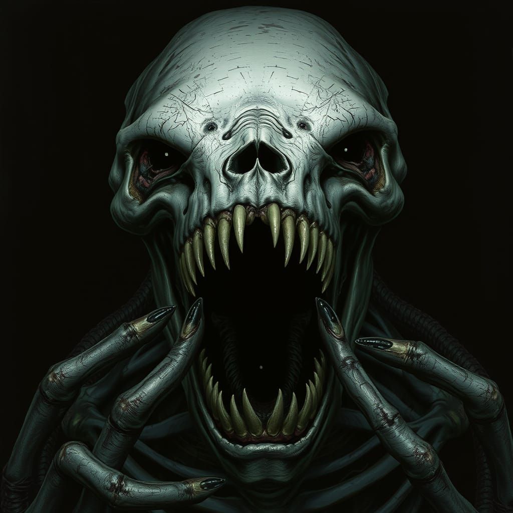 Horrifying Humanoid Monster with Massive Teeth