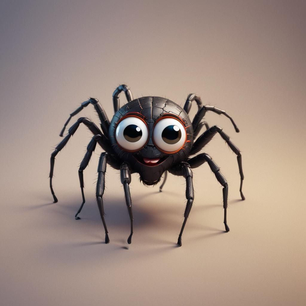 Cute Smiley Spider Portrait in 3D Digital Art