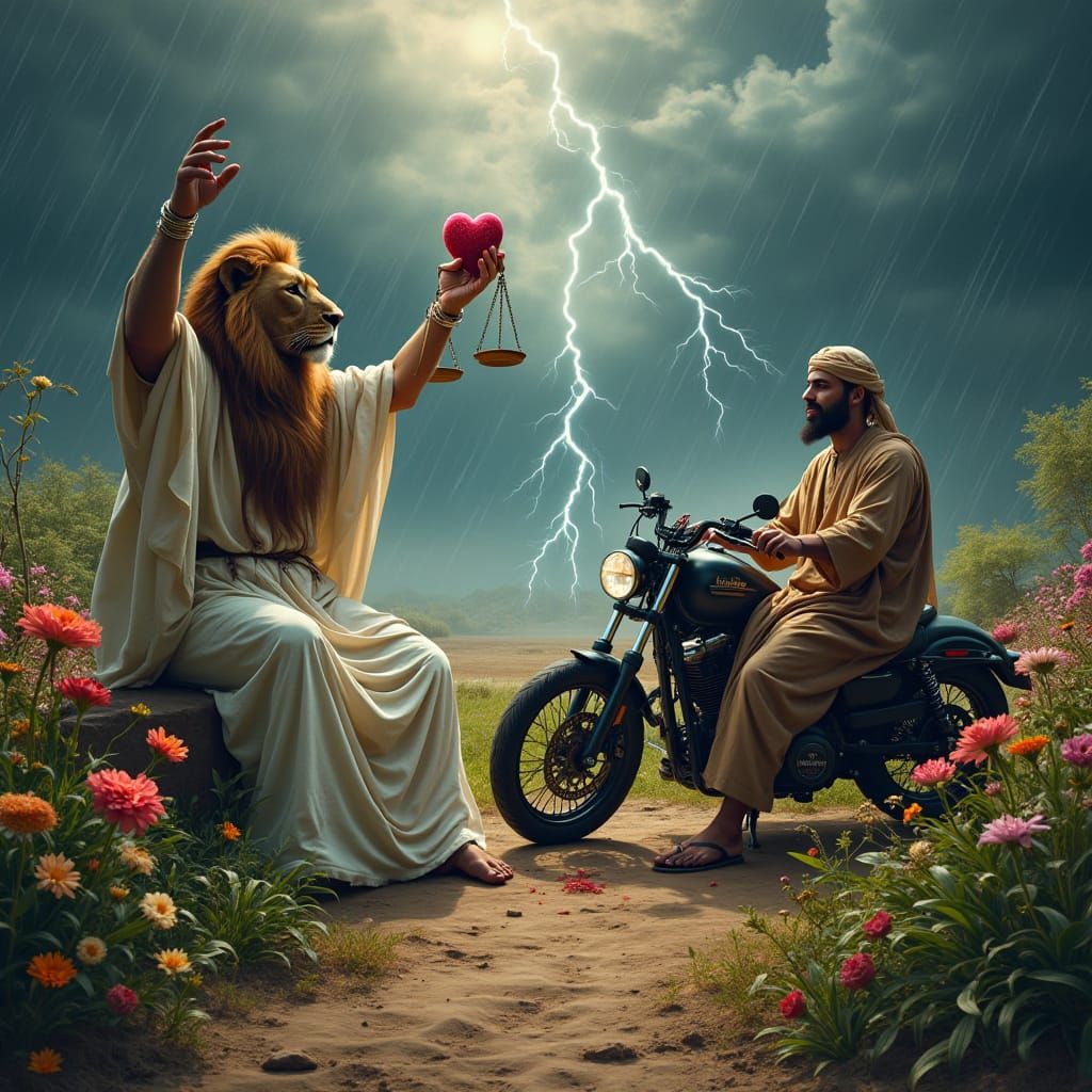 Majestic Lion of Judah and Prophet Muhammad in Harmony