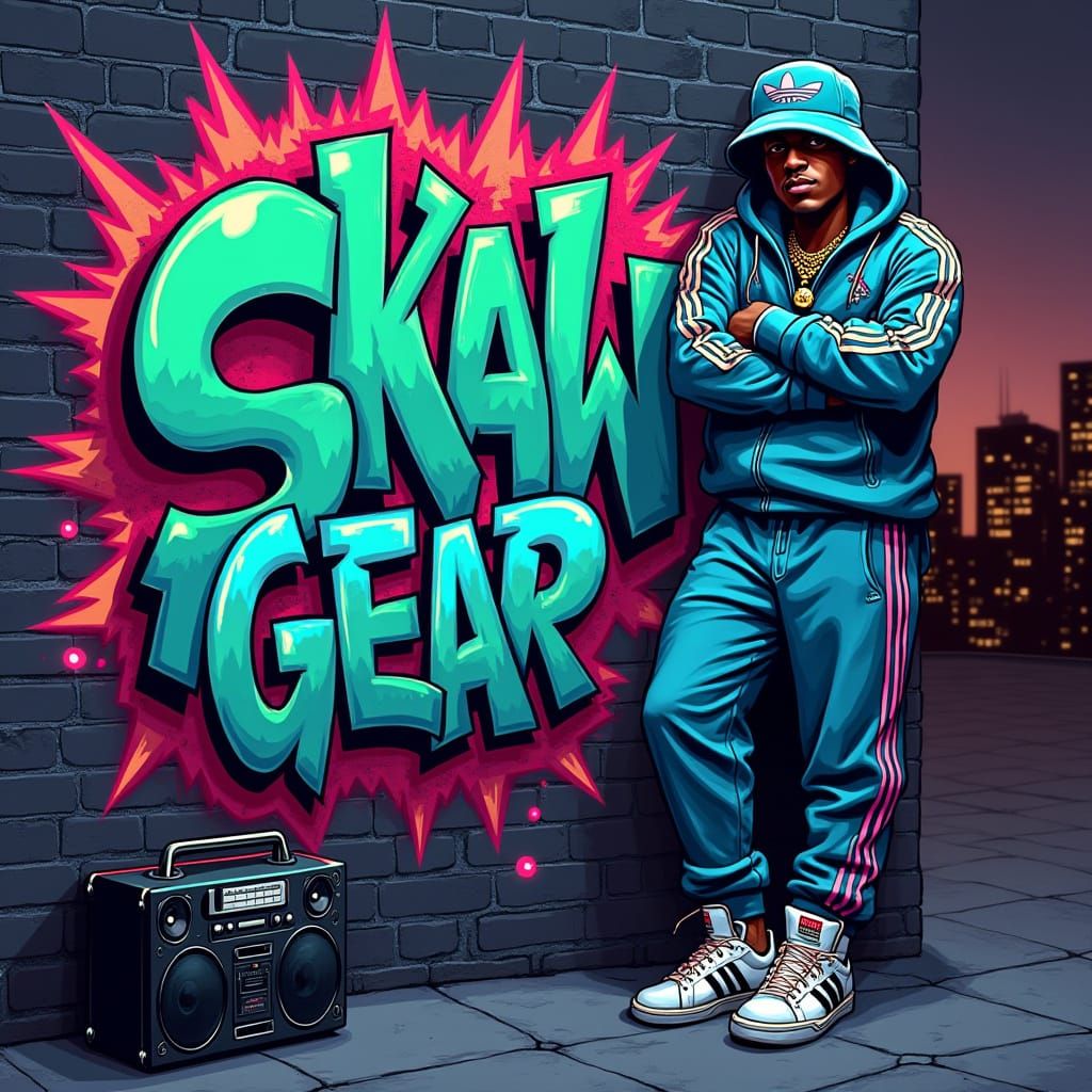 Electric Blue Graffiti Lettering in Wildstyle Sticker Art