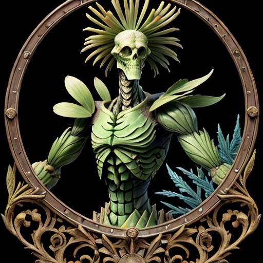 Geometric Botanical Illustration of Fractured Plants