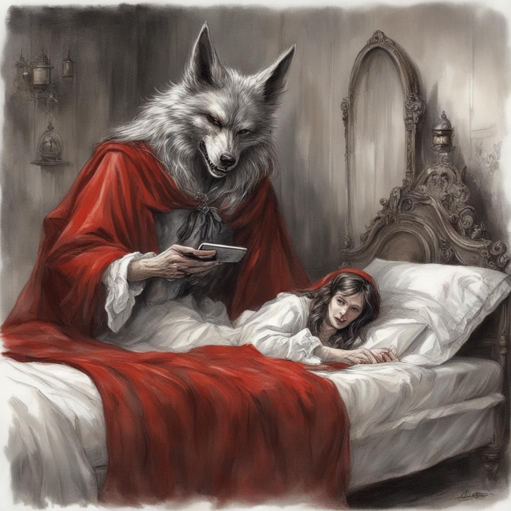 Little Red Riding Hood and The wolf.