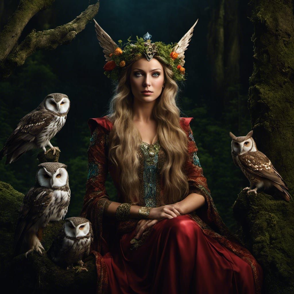 Enchanted Elf in Forest Portrait with Spirits