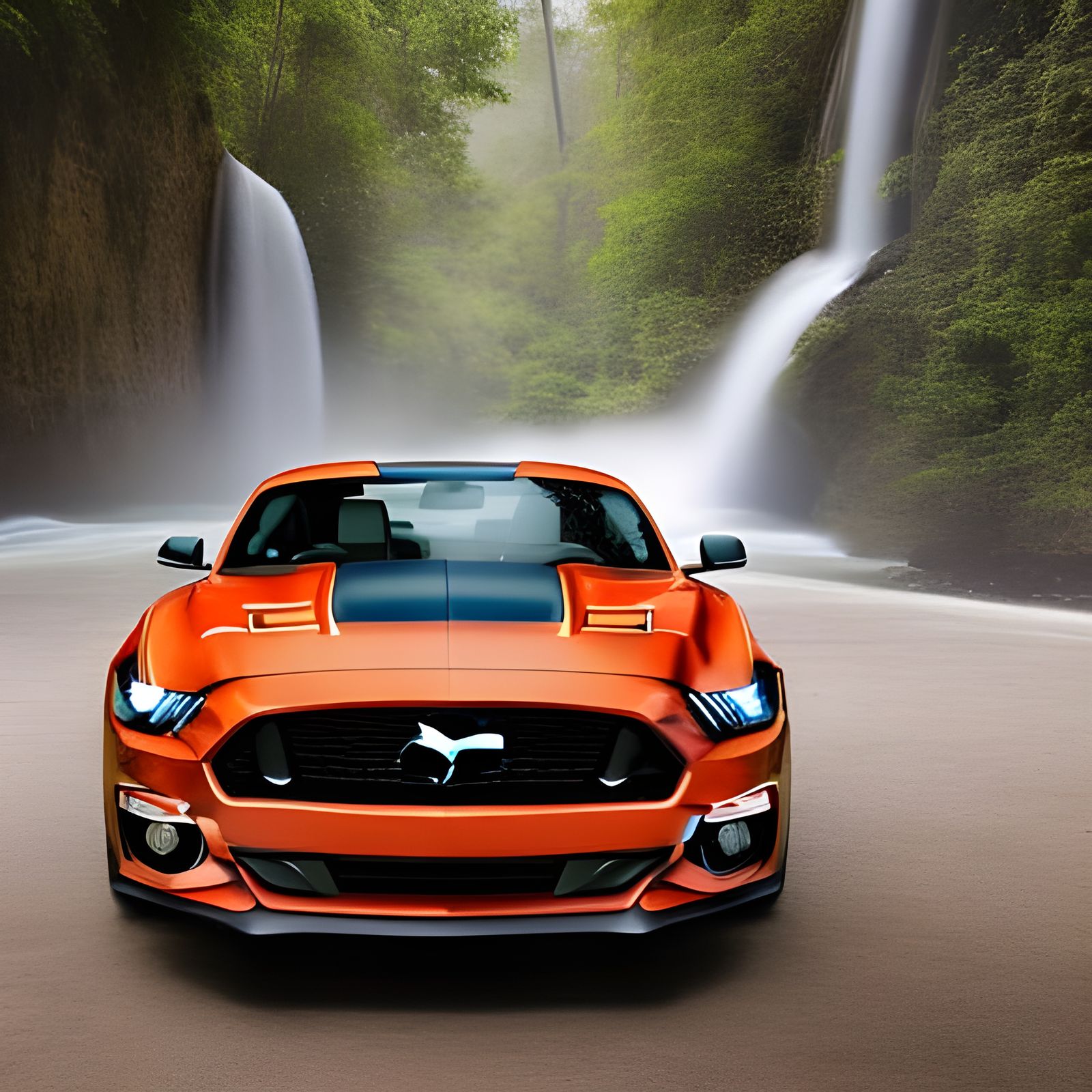 Ford Mustang in Jungle Cityscape - 8K Art
