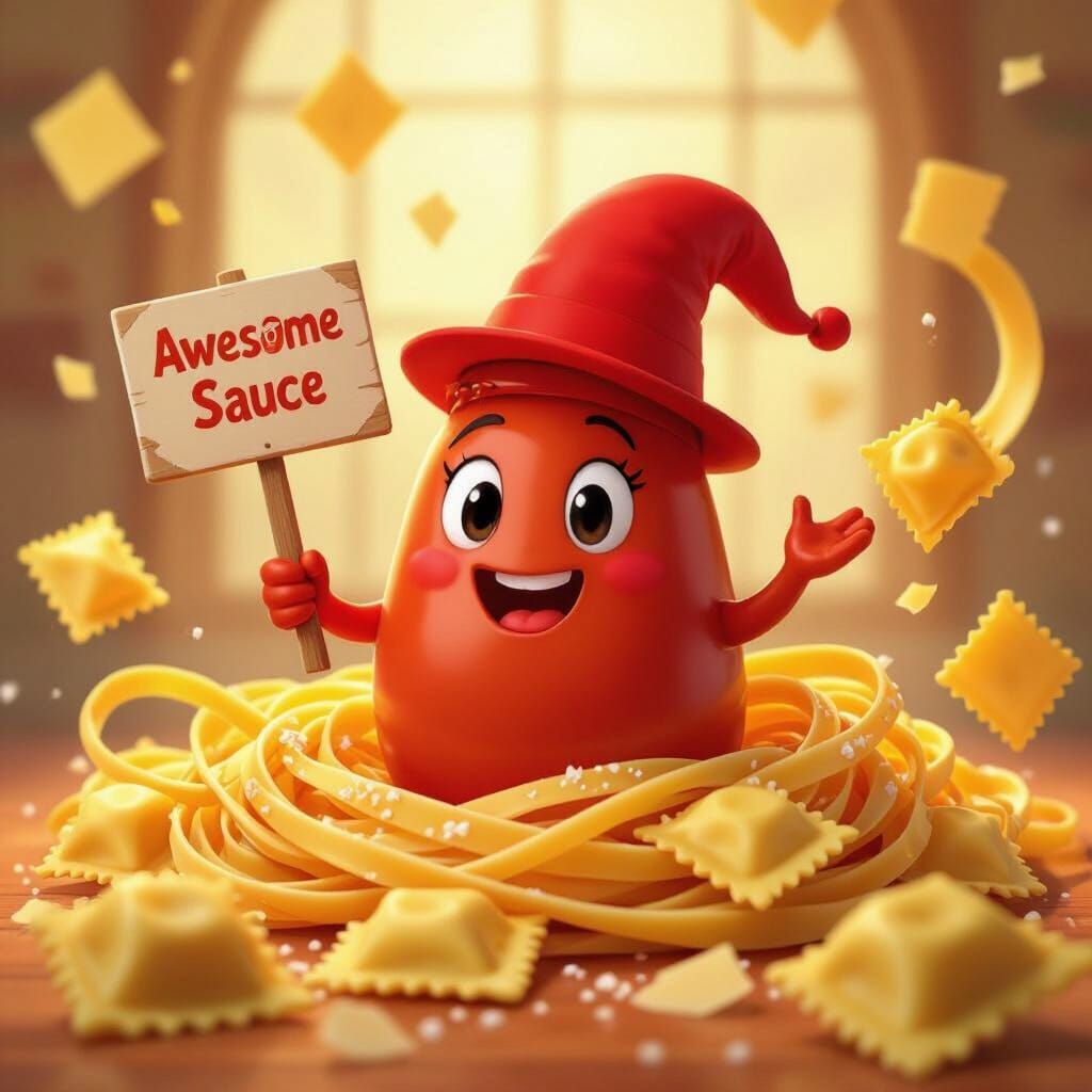 Tomato Sauce Anime Character in Playful 3D Scene