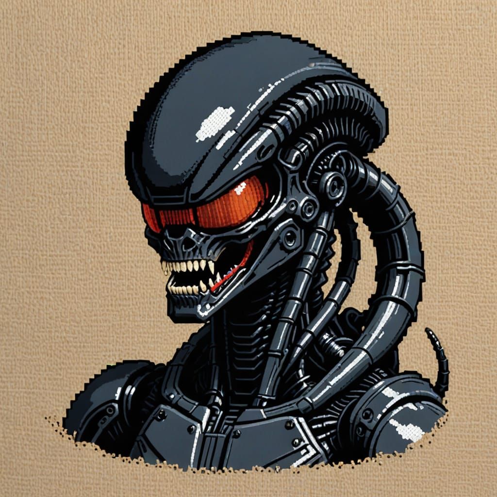 8bit needle point  xenomorph