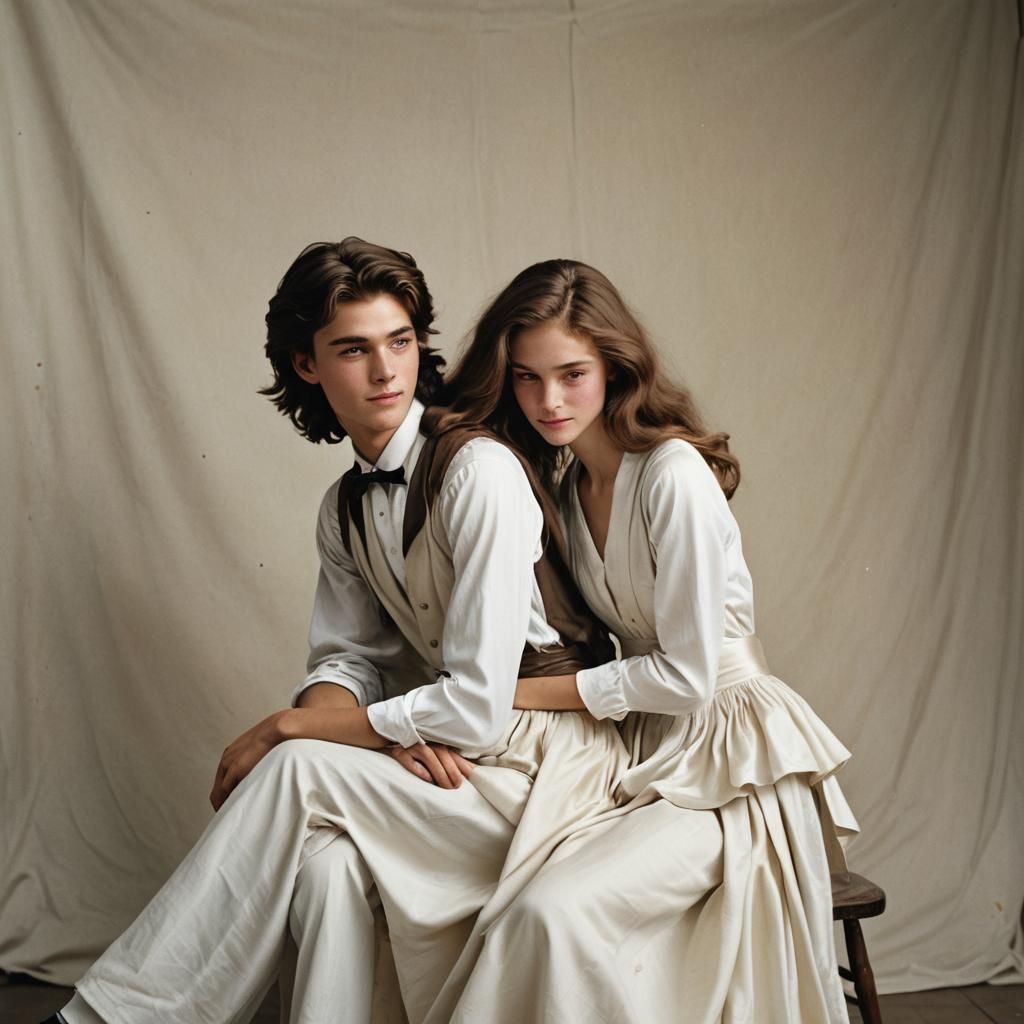 Hairdresser Brushing Boy in Peplum Dress
