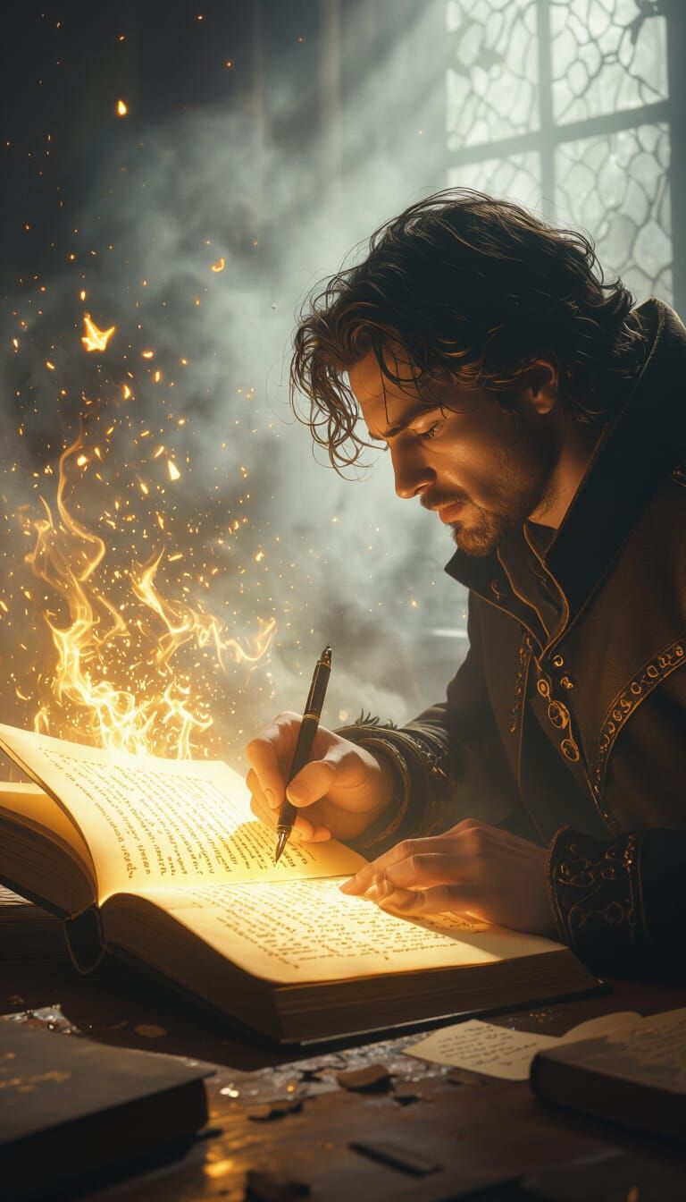 Person Reclaims Truth From Dark Fog With Glowing Journal