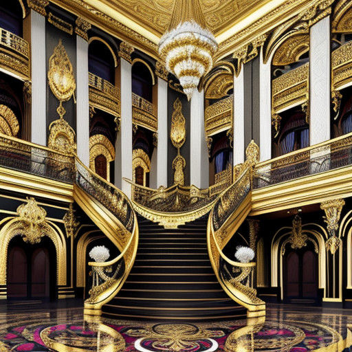 Luxurious Art Nouveau Palace with Grand Staircase