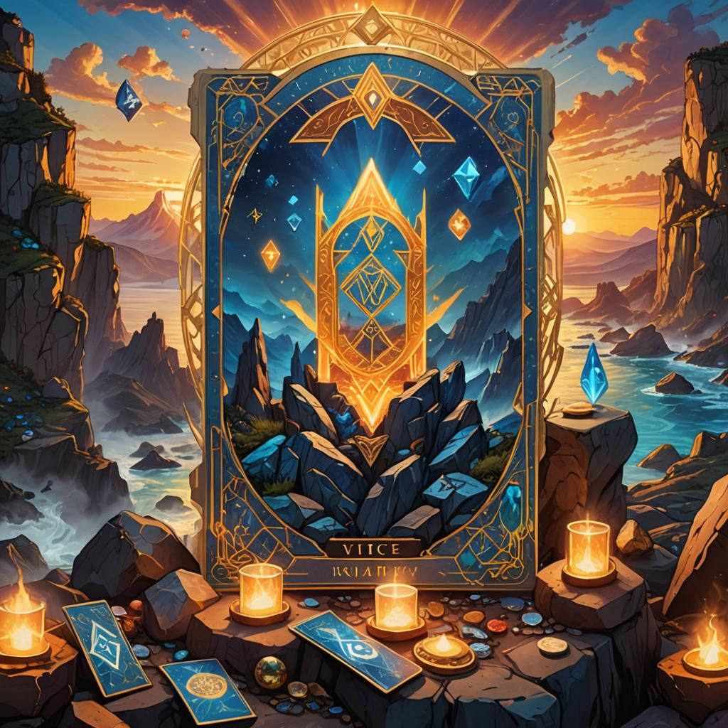 Justice Tarot Card in Mystical Landscape