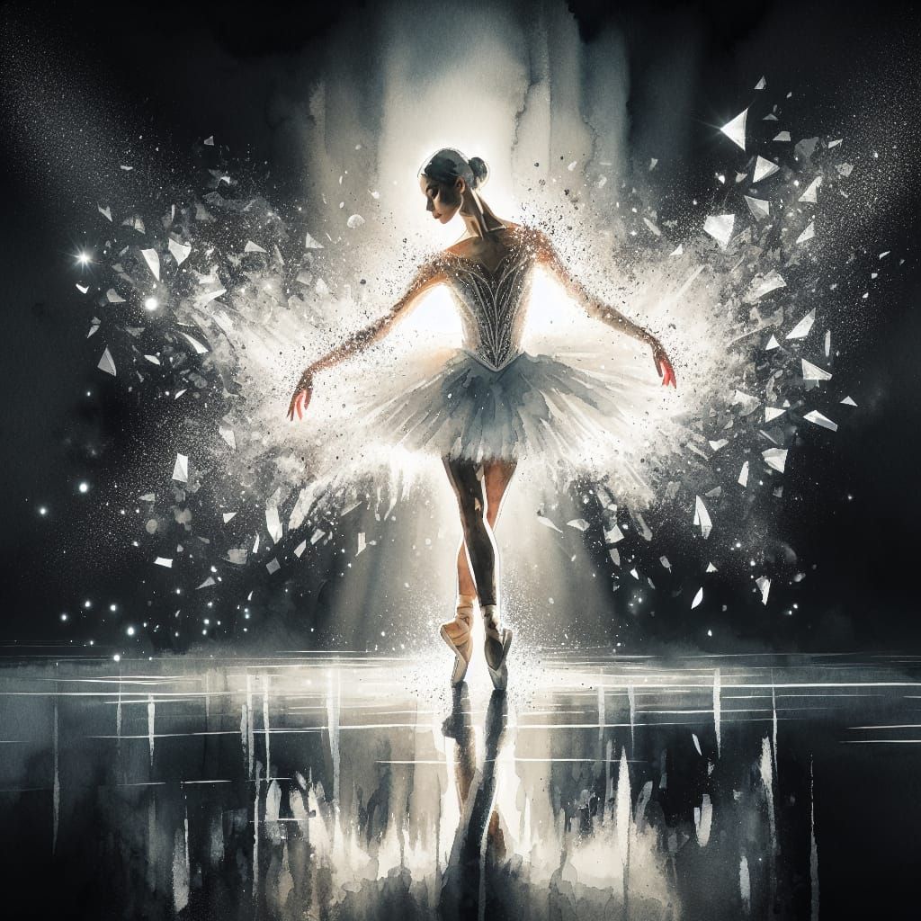 Ballerina in White: Ethereal Watercolor Dance