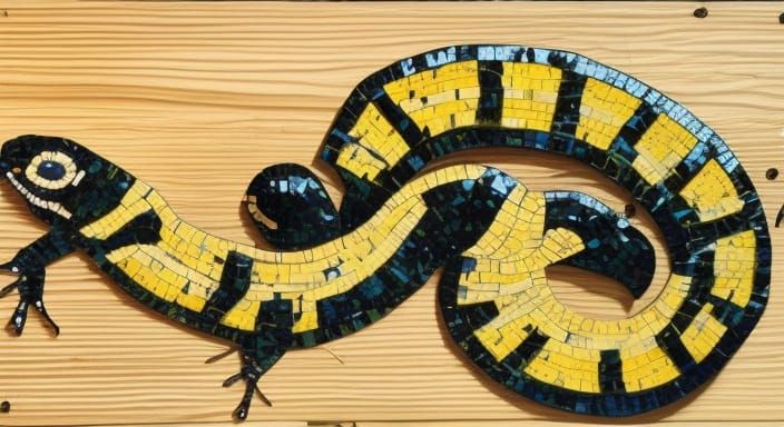 Black and Yellow Salamander Tissue Paper Mosaic