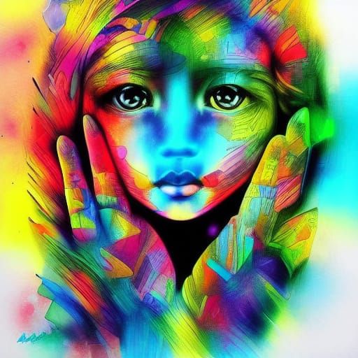 Innocence: Detailed Splash Art with Triadic Colors