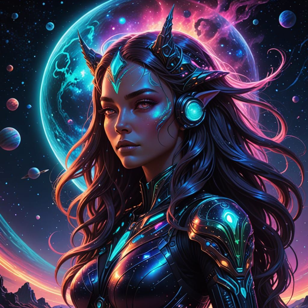 Glowing Goddess of the Cosmic Galaxy