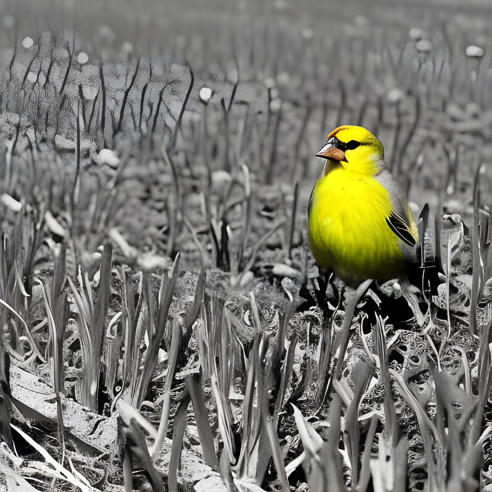 Yellow Finch in Rural Farm, Vintage 8mm Photo